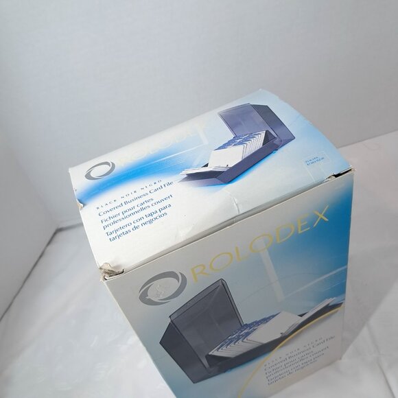 NEW Rolodex 67262 Covered business Card File black storage case lid & 200 cards - Picture 2 of 11